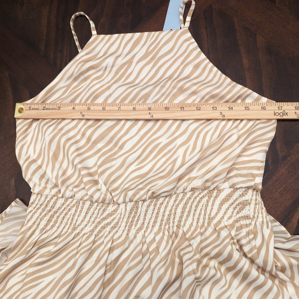 Zebra Stripe Square Neck Midi Flare Dress - Picture 9 of 10